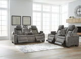 Havenridge Performance Fabric Dual Power Reclining Sofa and Loveseat