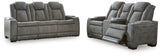 Havenridge Performance Fabric Dual Power Reclining Sofa and Loveseat