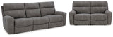 Havenridge Performance Fabric Dual Power Reclining Sofa and Loveseat