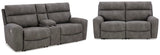 Havenridge Performance Fabric Dual Power Reclining Loveseat Set