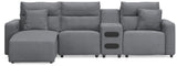 Westbridge 4-Piece Reclining Sectional with Chaise and Audio Console