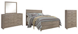 Culverbach Panel Bed with Mirrored Dresser and Chest