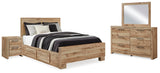 Weston Panel Bed with Storage, Dresser, Mirror and Nightstand