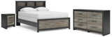 Dunridge Bookcase Panel Bed, Dresser and Nightstand