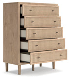 Cielden Upholstered Bed with Roll Slats, Dresser, Mirror, Chest and Nightstand