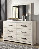 Cambeck Panel Bed with 4 Storage Drawers with Mirrored Dresser and 2 Nightstands