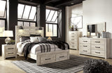 Averly Panel Bed with 2 Storage Drawers with Mirrored Dresser, Chest and Nightstand
