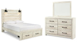 Averly Panel Storage Bed, Dresser and Mirror