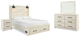 Averly Panel Storage Bed, Dresser, Mirror and Nightstand