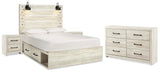 Averly Panel Bed with Storage, Dresser and 2 Nightstands