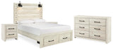 Averly Panel Storage Bed, Dresser and 2 Nightstands