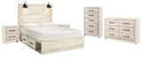 Averly Storage Bed, Dresser, Chest and 2 Nightstands