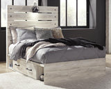 Averly Panel Bed with 2 Storage Drawers with Mirrored Dresser and 2 Nightstands