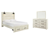 Averly Panel Bed with 2 Storage Drawers with Mirrored Dresser