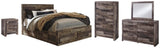 Kensley Panel Bed with 6 Storage Drawers with Mirrored Dresser, Chest and Nightstand