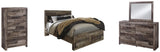 Kensley Panel Bed with 2 Storage Drawers with Mirrored Dresser and Chest