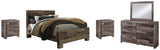 Kensley Panel Bed with Mirrored Dresser and 2 Nightstands
