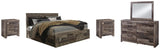 Kensley Panel Bed with 6 Storage Drawers with Mirrored Dresser and 2 Nightstands