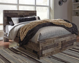 Kensley Panel Bed with 2 Storage Drawers with Mirrored Dresser