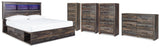 Drystan Bookcase Storage Bed, Dresser, 2 Chests and Narrow Chest