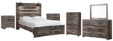 Drystan Panel Storage Bed, Dresser, Mirror, Chest and 2 Nightstands