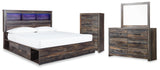 Drystan Storage Bed, Dresser, Mirror and Chest