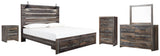 Drystan Panel Bed with Storage with Mirrored Dresser, Chest and Nightstand