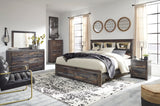 Drystan Bookcase Bed with 2 Storage Drawers with Mirrored Dresser, Chest and 2 Nightstands