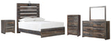 Drystan Panel Bed with Mirrored Dresser, Chest and Nightstand