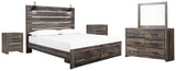 Drystan Panel Bed with Storage with Mirrored Dresser and 2 Nightstands