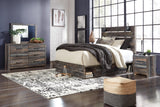 Drystan Panel Bed with 4 Storage Drawers with Mirrored Dresser, Chest and 2 Nightstands