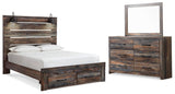 Drystan Panel Bed with 2 Storage Drawers with Mirrored Dresser