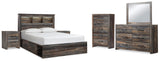 Drystan Bookcase Storage Bed, Dresser, Mirror, Chest and 2 Nightstands