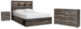 Drystan Bookcase Bed with Storage, Dresser and Nightstand
