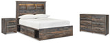Drystan Bookcase Storage Bed, Dresser and Nightstand