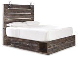 Drystan Panel Bed with 2 Storage Drawers with Mirrored Dresser