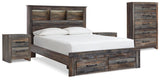 Drystan Bookcase Storage Bed, Chest and 2 Nightstands
