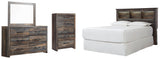 Drystan Bookcase Headboard, Dresser, Mirror and Chest