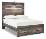 Drystan Panel Bed with 2 Storage Drawers with Mirrored Dresser, Chest and 2 Nightstands