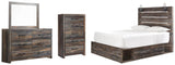 Drystan Panel Bed with 4 Storage Drawers, Dresser, Mirror and Chest