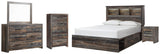 Drystan Bookcase Bed with 4 Storage Drawers, Dresser, Mirror, Chest and Nightstand
