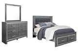 Lodanna Upholstered Panel Storage Bed, Dresser and Mirror