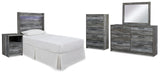 Baystorm Panel Headboard Bed, Dresser, Mirror and Nightstand
