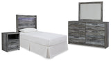 Baystorm Panel Headboard with Mirrored Dresser and Nightstand
