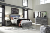 Seagrant Panel Bed with 2 Storage Drawers with Mirrored Dresser and Nightstand