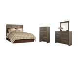 Everton Panel Headboard with Mirrored Dresser and Chest