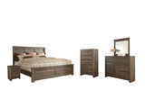 Everton Panel Bed with Mirrored Dresser, Chest and Nightstand