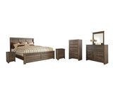 Everton Panel Bed with Mirrored Dresser, Chest and 2 Nightstands