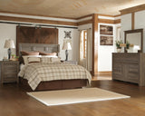 Everton Panel Headboard with Mirrored Dresser and 2 Nightstands