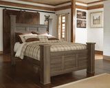 Juararo Poster Bed with Mirrored Dresser and 2 Nightstands